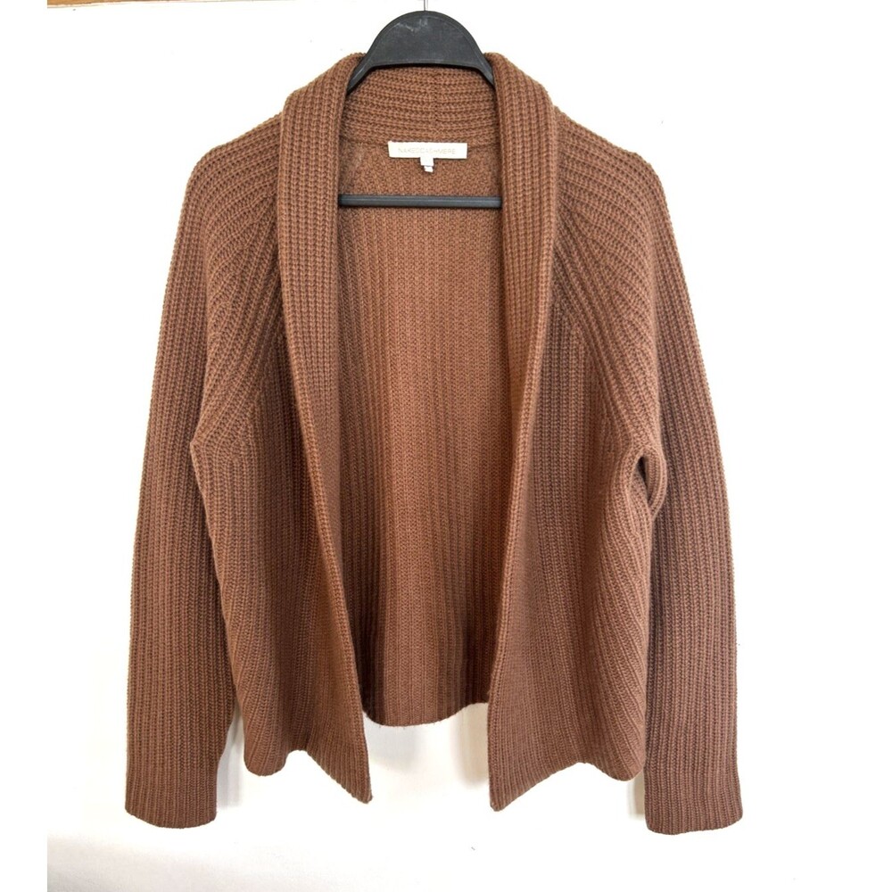 NAKED CASHMERE Gena Soft Thick Ribbed 100% Cashmere Shawl Raglan Slv Cardigan S